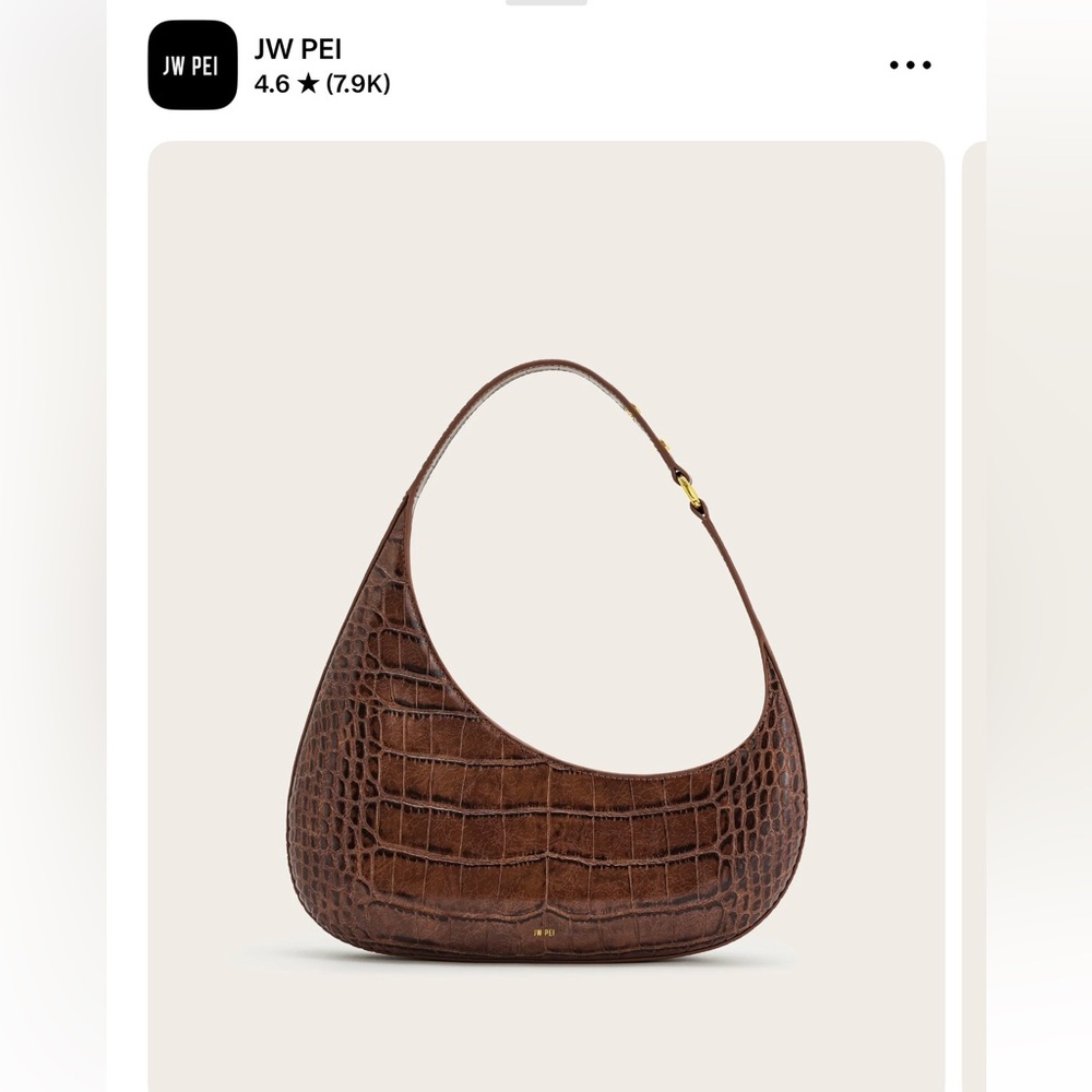 JW PEI Chocolate Crocodile-Embossed Shoulder Bag